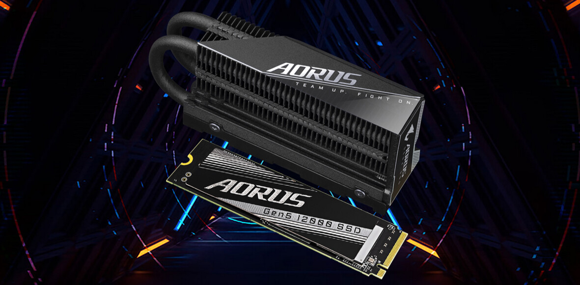 The AORUS Gen5 12000 SSD is unveiled by Gigabyte.
