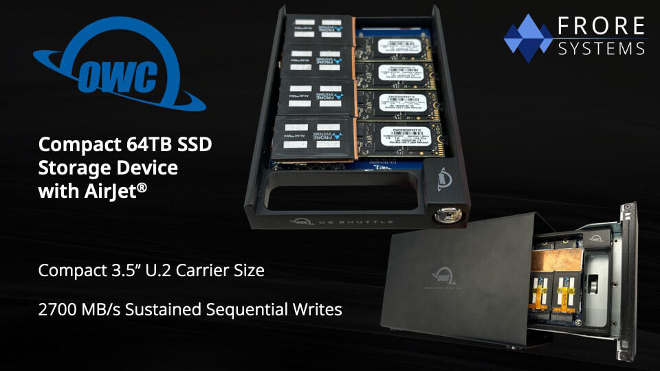 Frore Systems and OWC showcase the initial 64TB SSD storage device in a compact form.