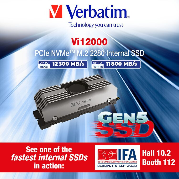 At IFA, Verbatim introduces a PCIe 5.0 SSD with a speed of 12 GB/s, along with other products.