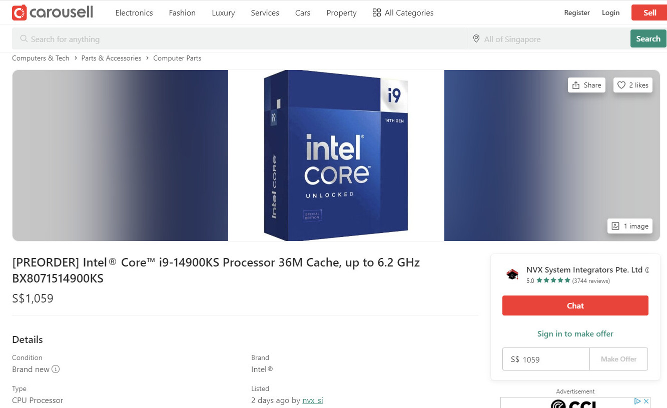 Retailers are now accepting pre-orders for the Core i9-14900KS, with a likely launch date of March 14.