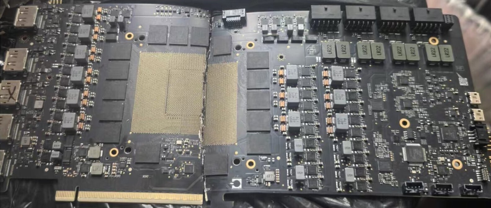 A picture of the prototype NVIDIA GeForce RTX 5090 with four 16-pin connectors is shown.
